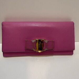 Salvatore Ferragamo Pink Bow Long Wallet